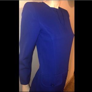 Vtg 1980’s VALENTINO Wool Shoulder Pad Blue Dress